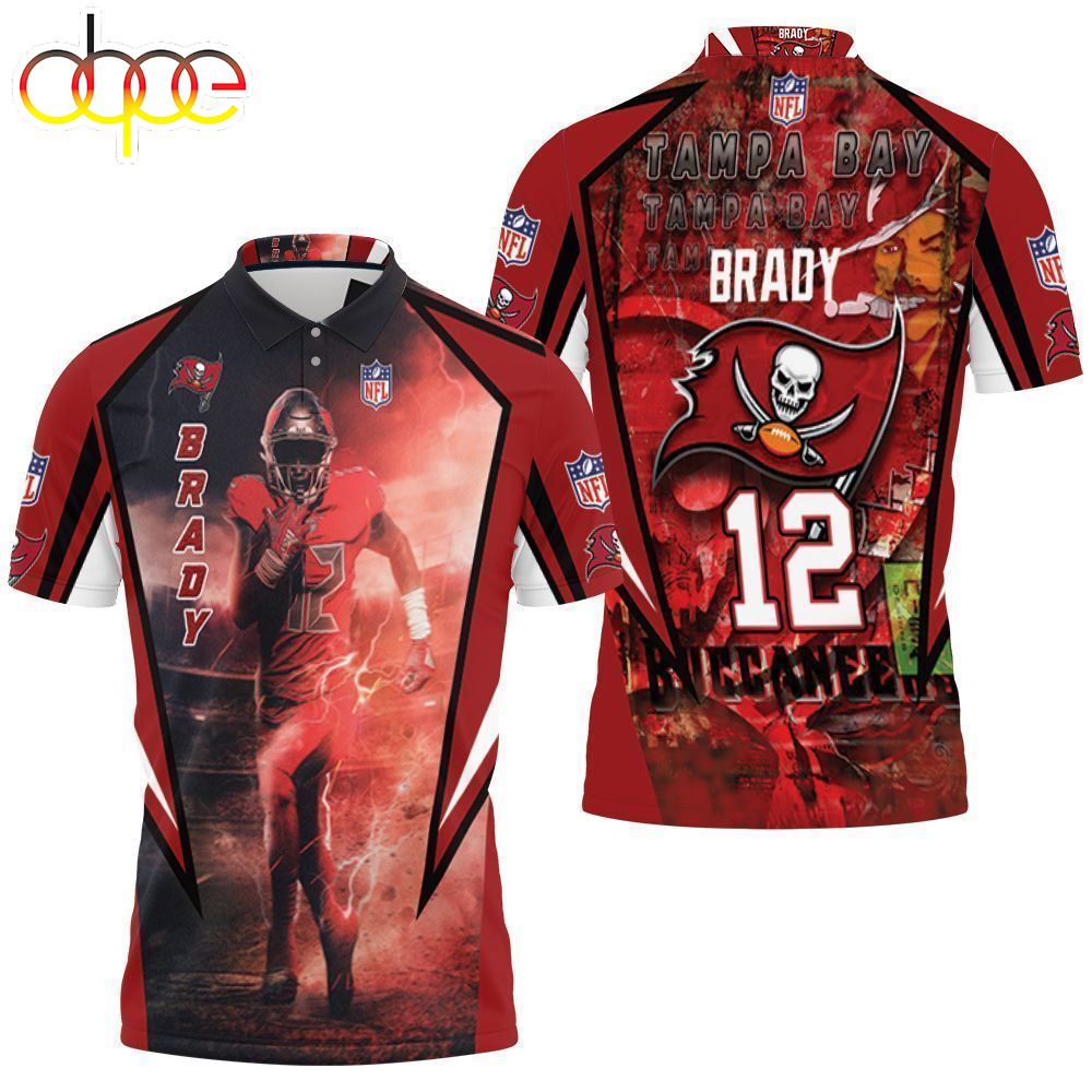 12 Tom Brady Tampa Bay Buccaneers Flag Nfc South Division Champions Super Bowl  3d Polo Shirt