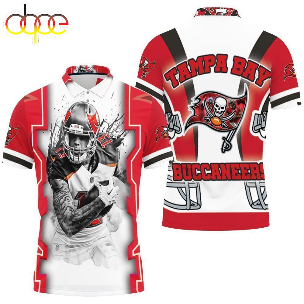 #13 Mike Evans Tampa Bay Buccaneers Nfc South Division Champions Super Bowl  Black And White 3d Polo Shirt