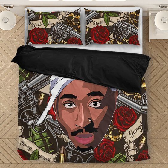 Tupac Shakur Makaveli Hustle Hard Gangster Bedding Set