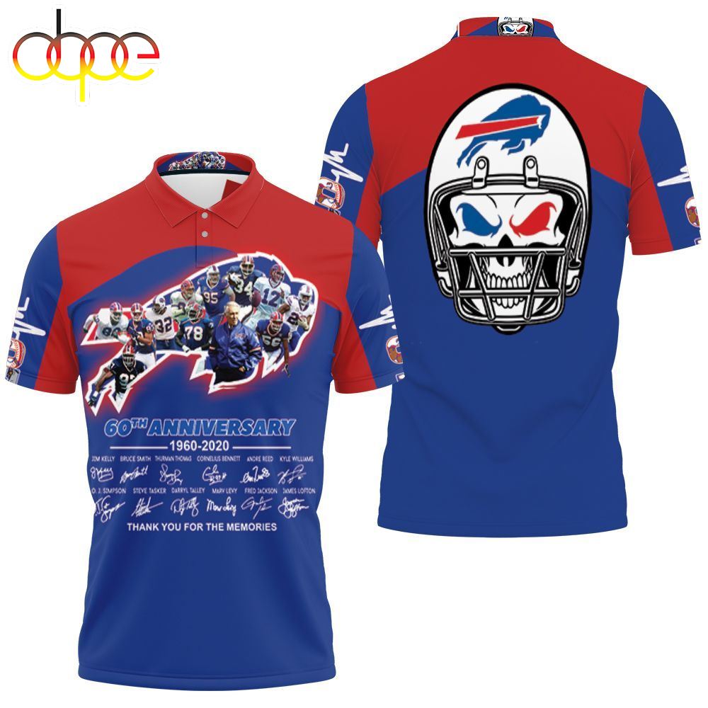 60th Anniversary Buffalo Bills  Afc East Division Champs Legend With Sign Polo Shirt