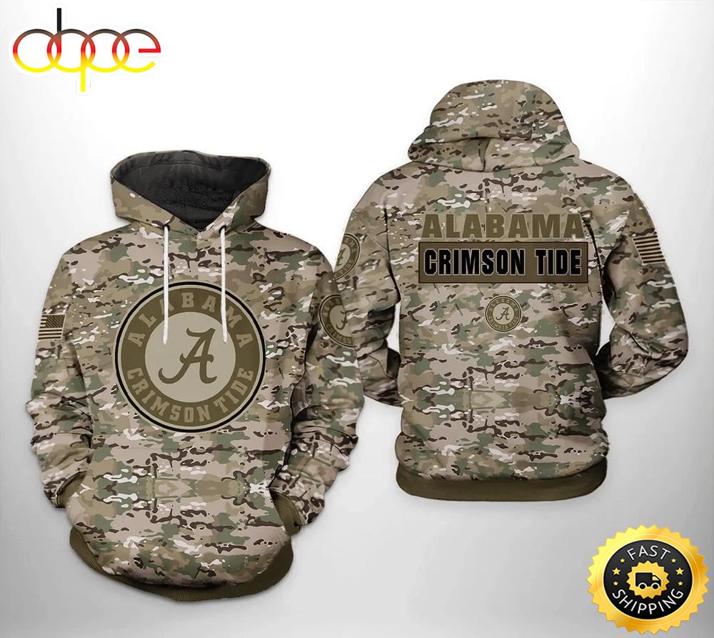 Alabama Crimson Tide Camo Veteran 3D Hoodie NCAA Gifts