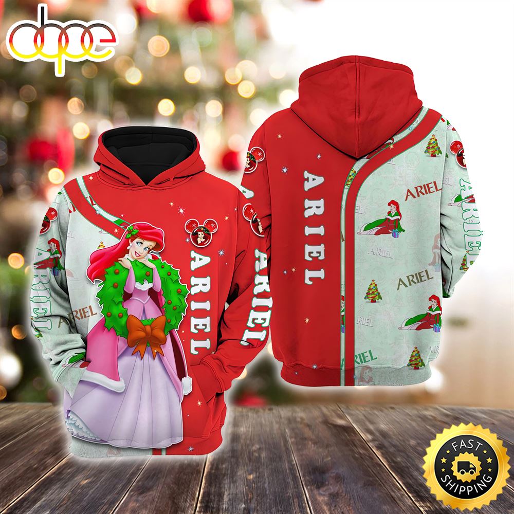 Ariel Red Christmas Disney Christmas Hoodie All Over Print Shirts