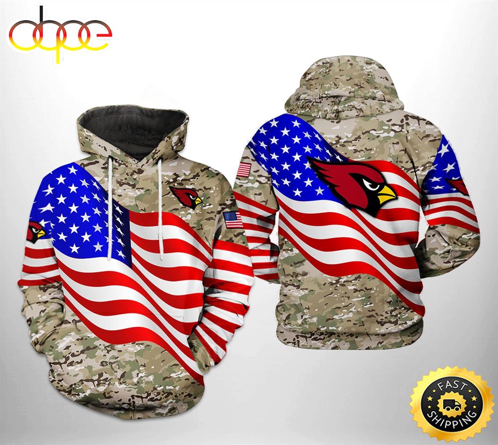 Arizona Cardinals NFL US Flag Camo Veteran Team 3D Printed HoodieZipper Hoodie
