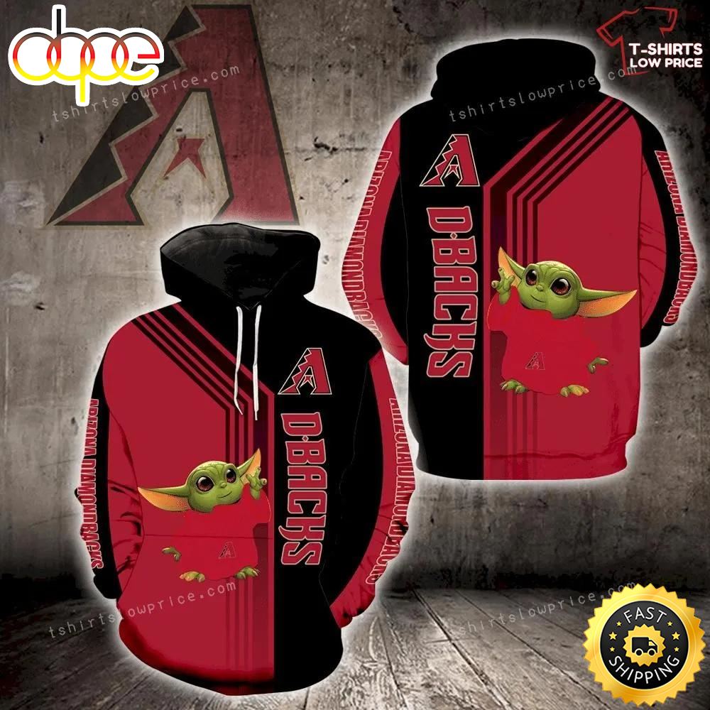 Arizona Diamondbacks Baby Yoda Full Over Print 3d Hoodie