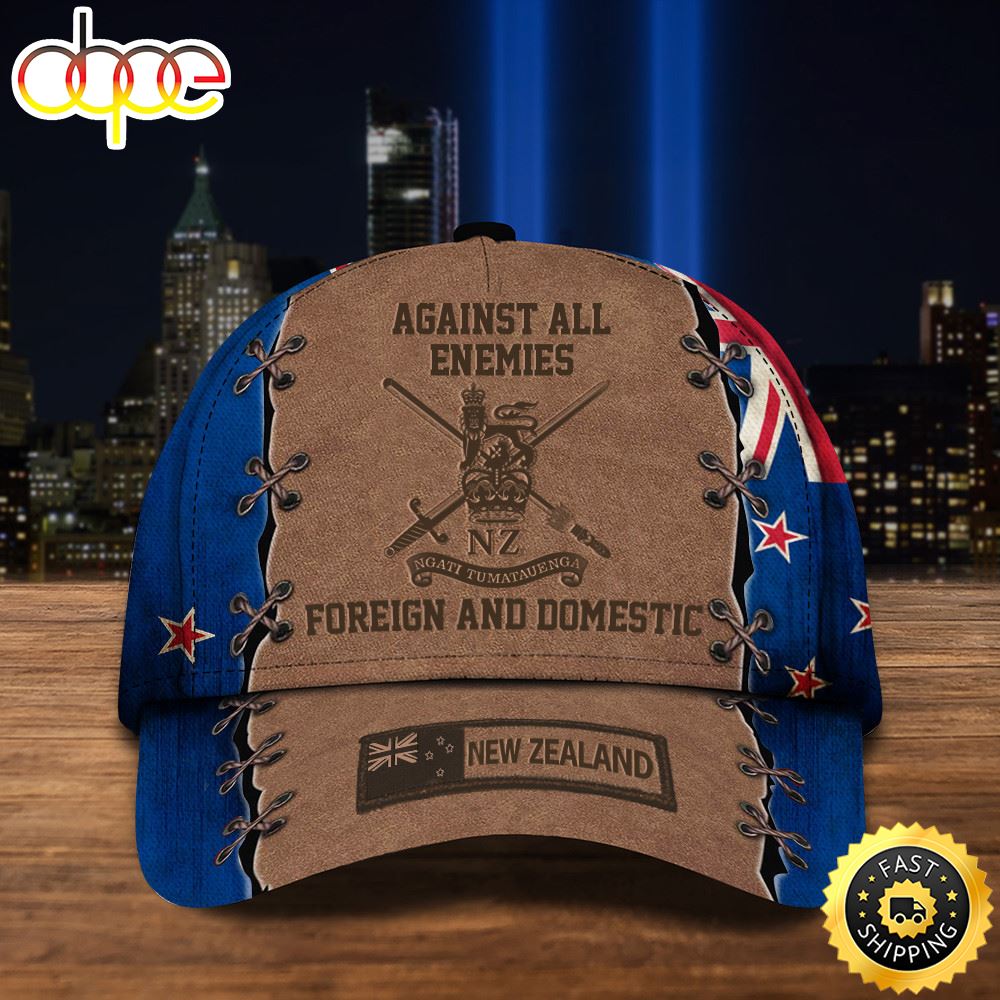 Army Against All Enemies Foreign And Domestic New Zealand Flag Hat Proud Veteran Caps Men Hat Classic Cap