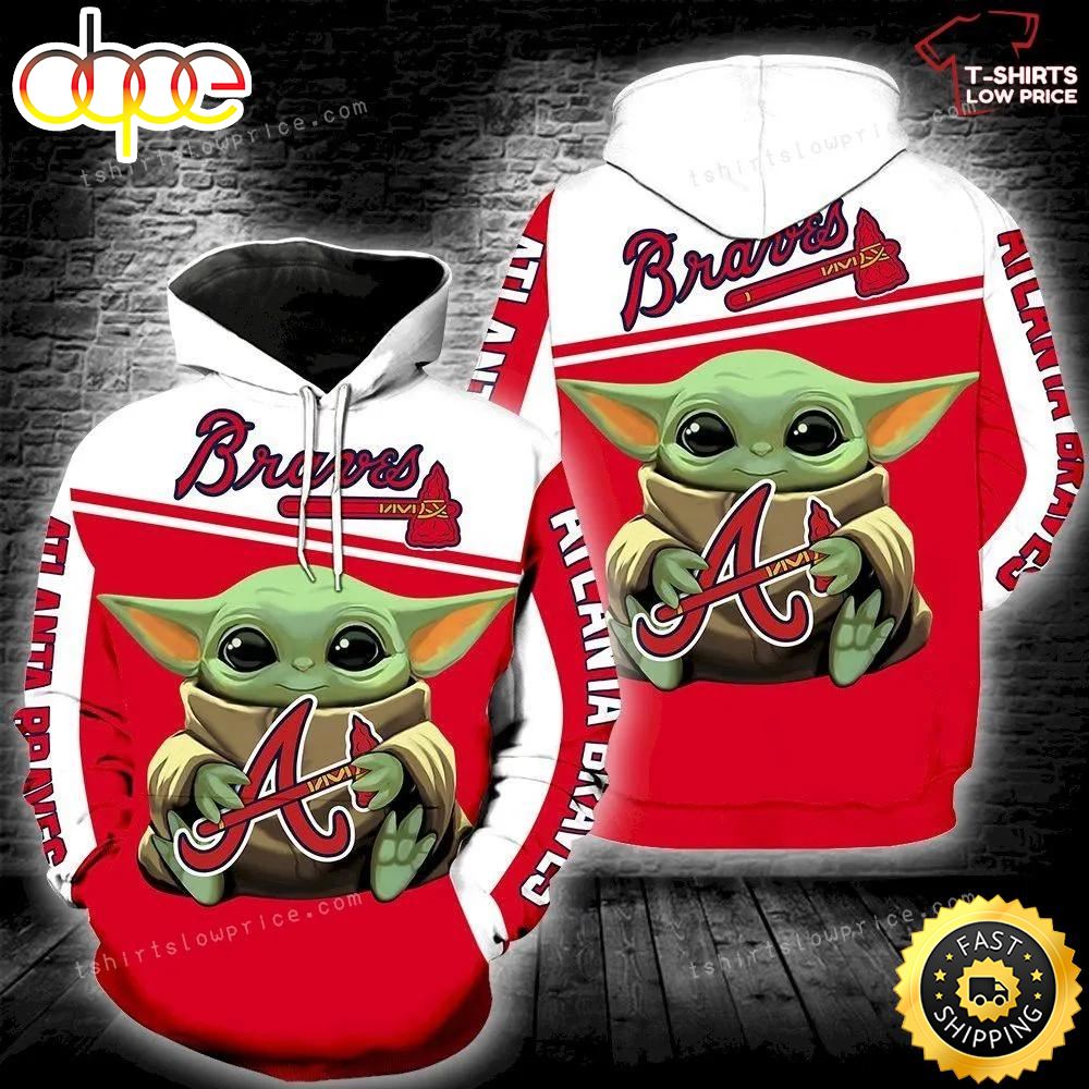 Atlanta Braves Baby Yoda Full Print 3d Hoodie Zipper For Men Women