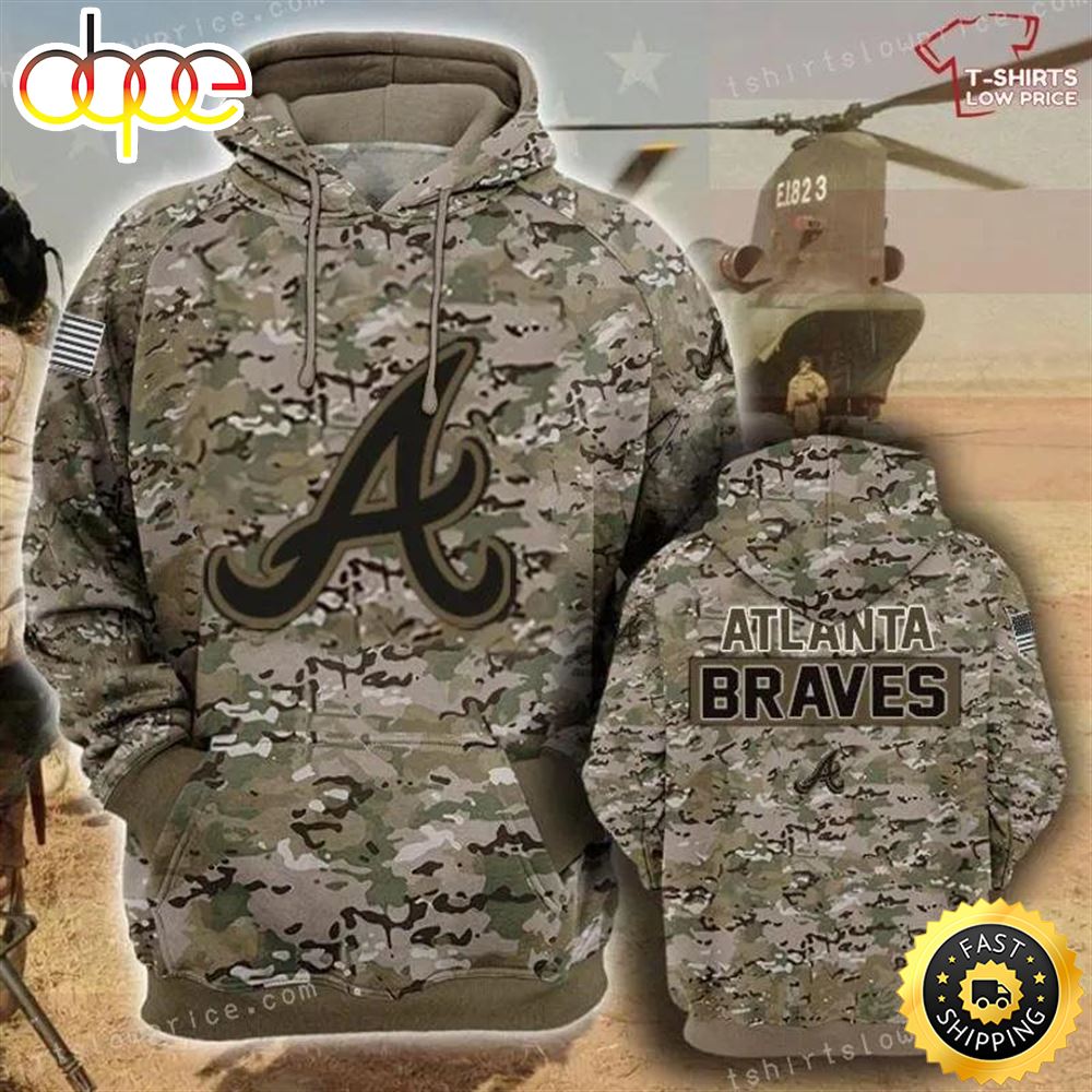 Atlanta Braves Camouflage Veteran 3D 3d Hoodie