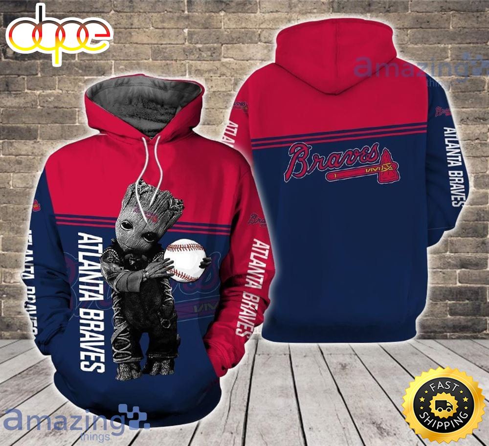 Atlanta Braves Ft. Groot 3d Hoodie For Fans