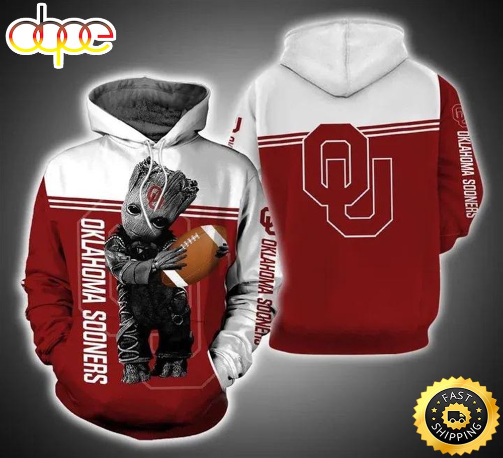 Baby Groot Hug Ball Oklahoma Sooners 3d Hoodie Ncaa Basketball Gifts