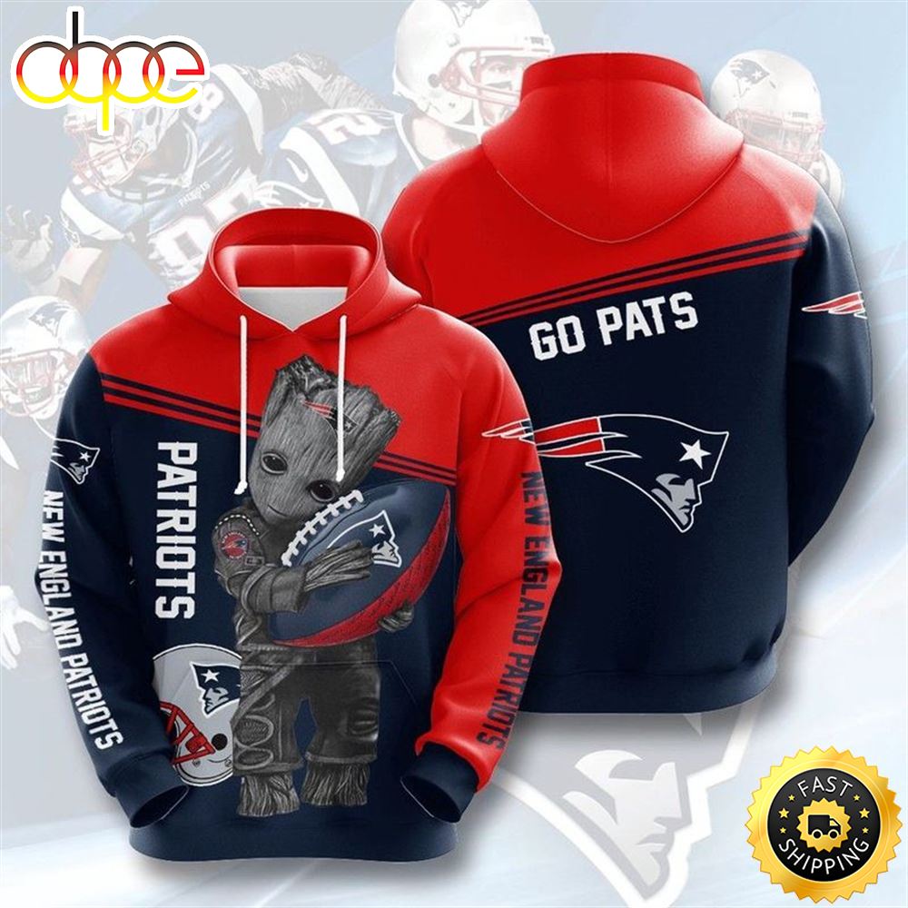Baby Groot New England Patriots Men 3d Hoodie All Over Print