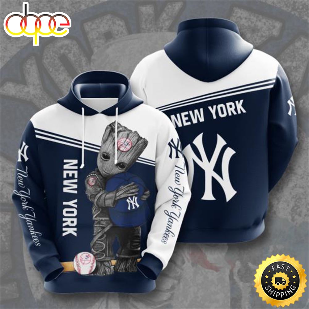 Baby Groot New York Yankees 3d Printed Hoodie