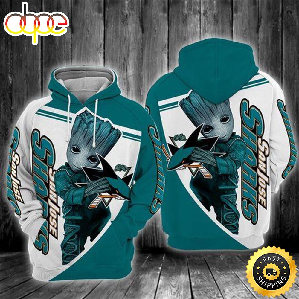 Baby Groot San Jose Sharks 3d All Over Print Hoodie