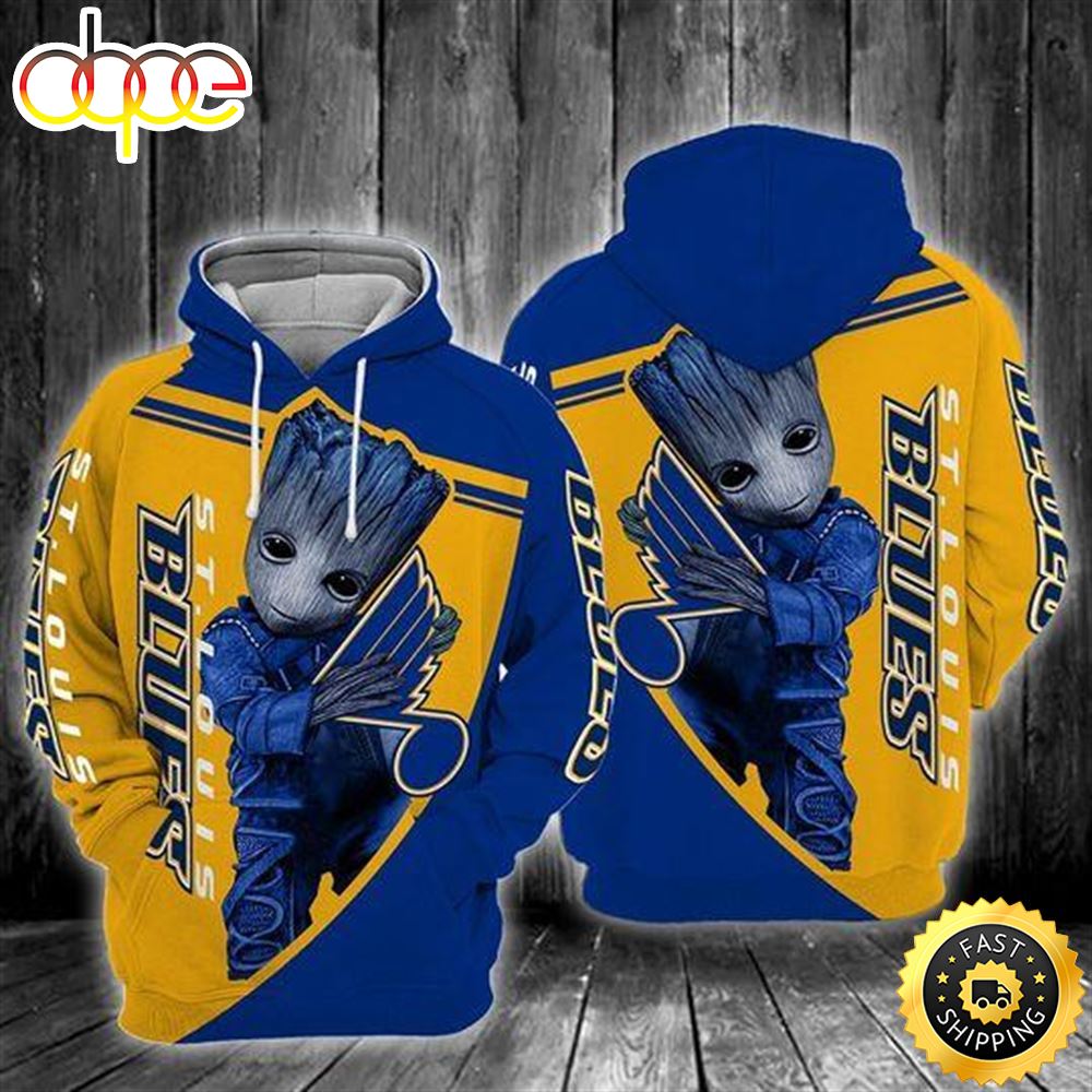 Baby Groot St. Louis Blues 3d All Over Print Hoodie