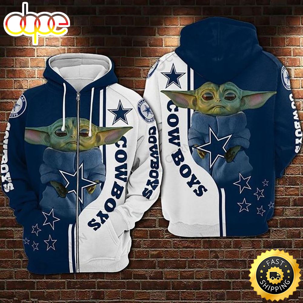 Baby Yoda Dallas Cowboys Football Teaming 3d Hoodie All Over Print