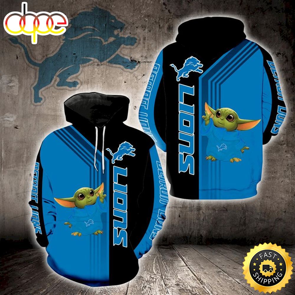 Baby Yoda Detroit Lions 3d Hoodie All Over Print Cool Detroit Lions Gifts