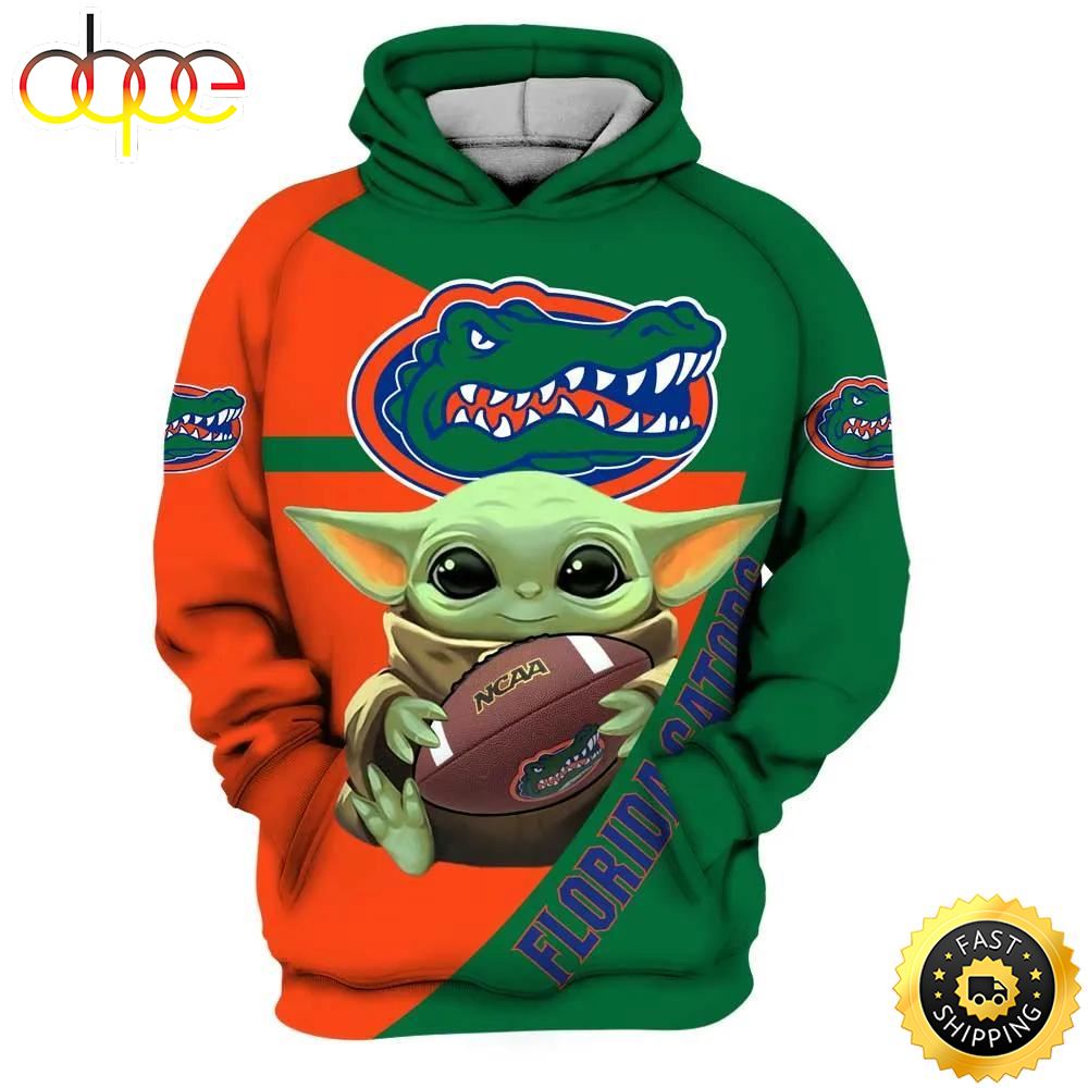 Baby Yoda Hug Ball Florida Gators 3d Hoodie Gifts For Florida Gators Fans