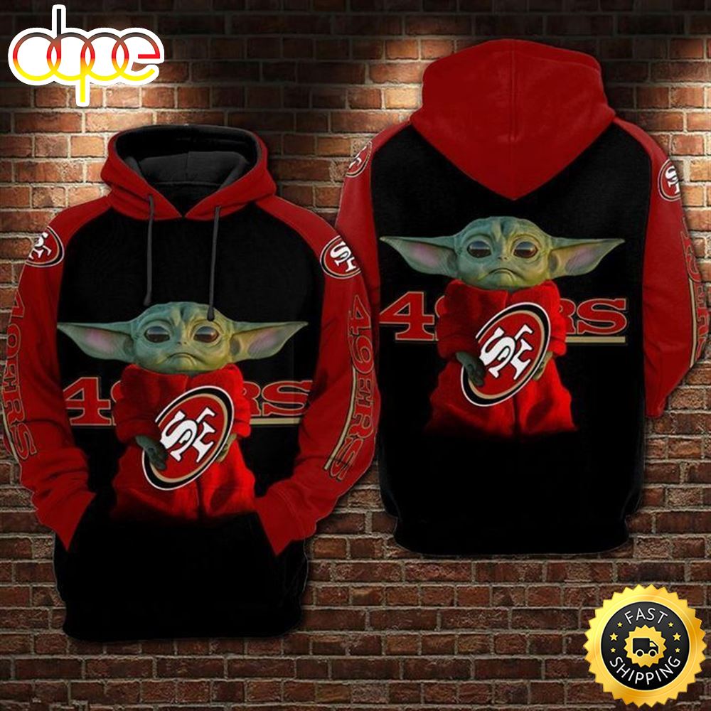 Baby Yoda Hug Logo San Francisco 49ers Football 3d Hoodie All Over Print