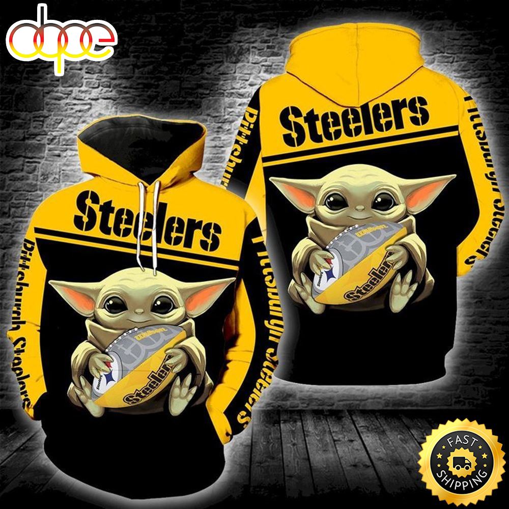 Baby Yoda Lovers Pittsburgh Steelers 3d Hoodie All Over Print