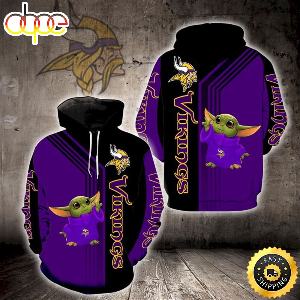 Baby Yoda Minnesota Vikings 3d Hoodie All Over Print Minnesota Vikings Gift Ideas For Him