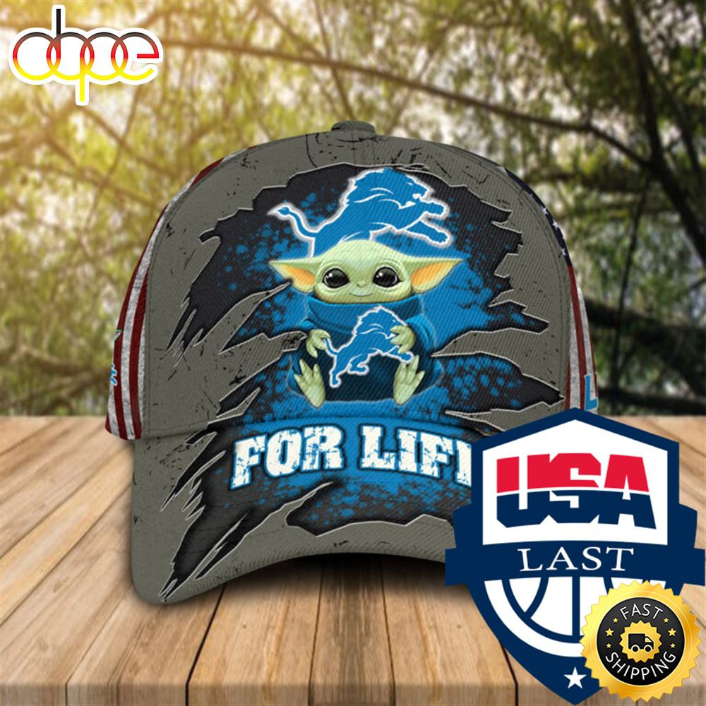Baby Yoda NFL Detroit Lions For Life Cap