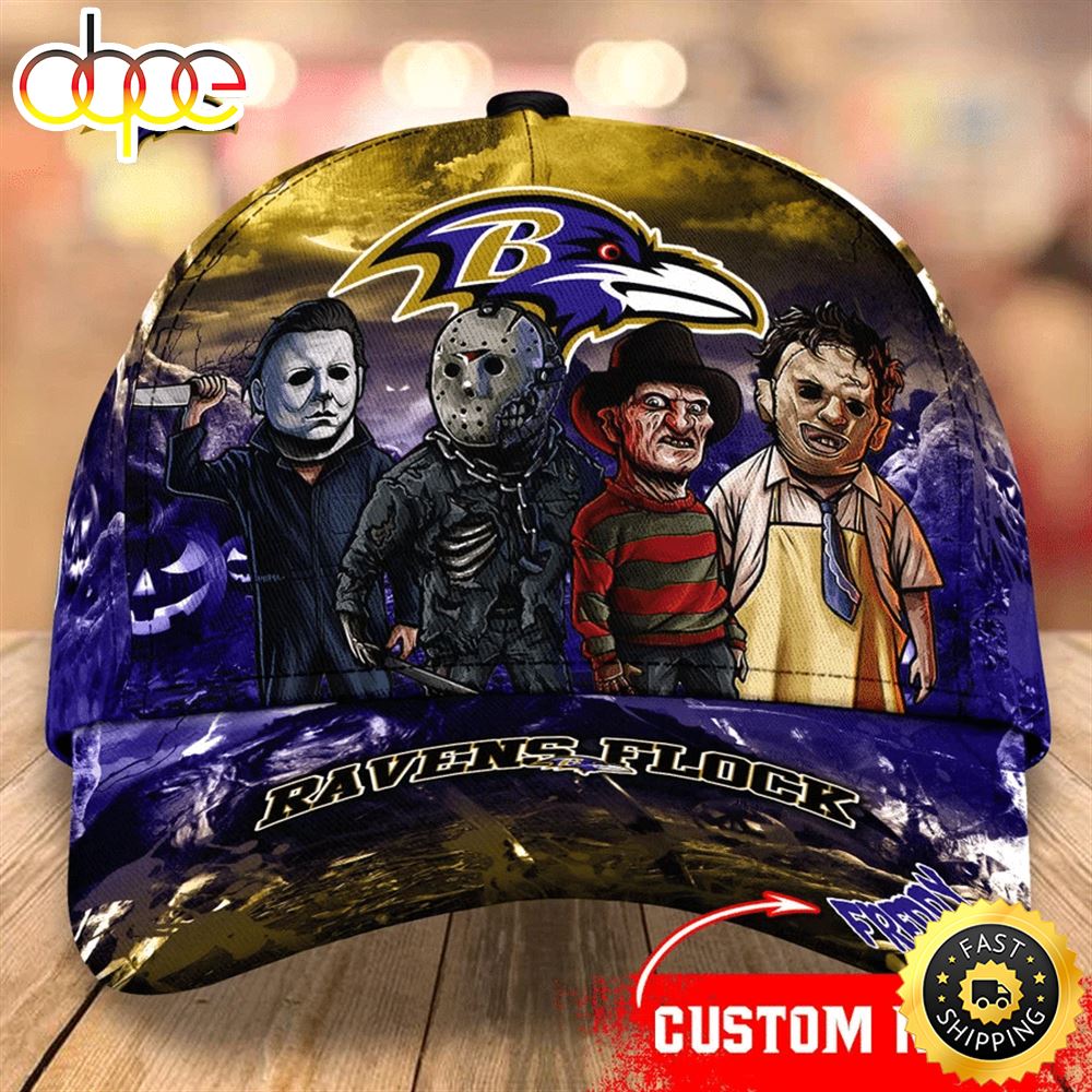 Baltimore Ravens  Nfl Personalized Trending Cap Mixed Horror Movie Characters