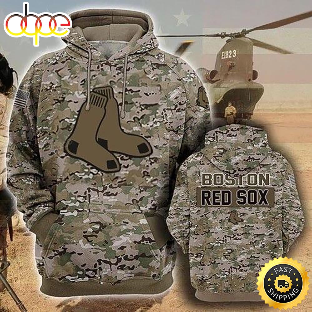 Boston Red Sox Camouflage Veteran 3d Hoodie All Over Print