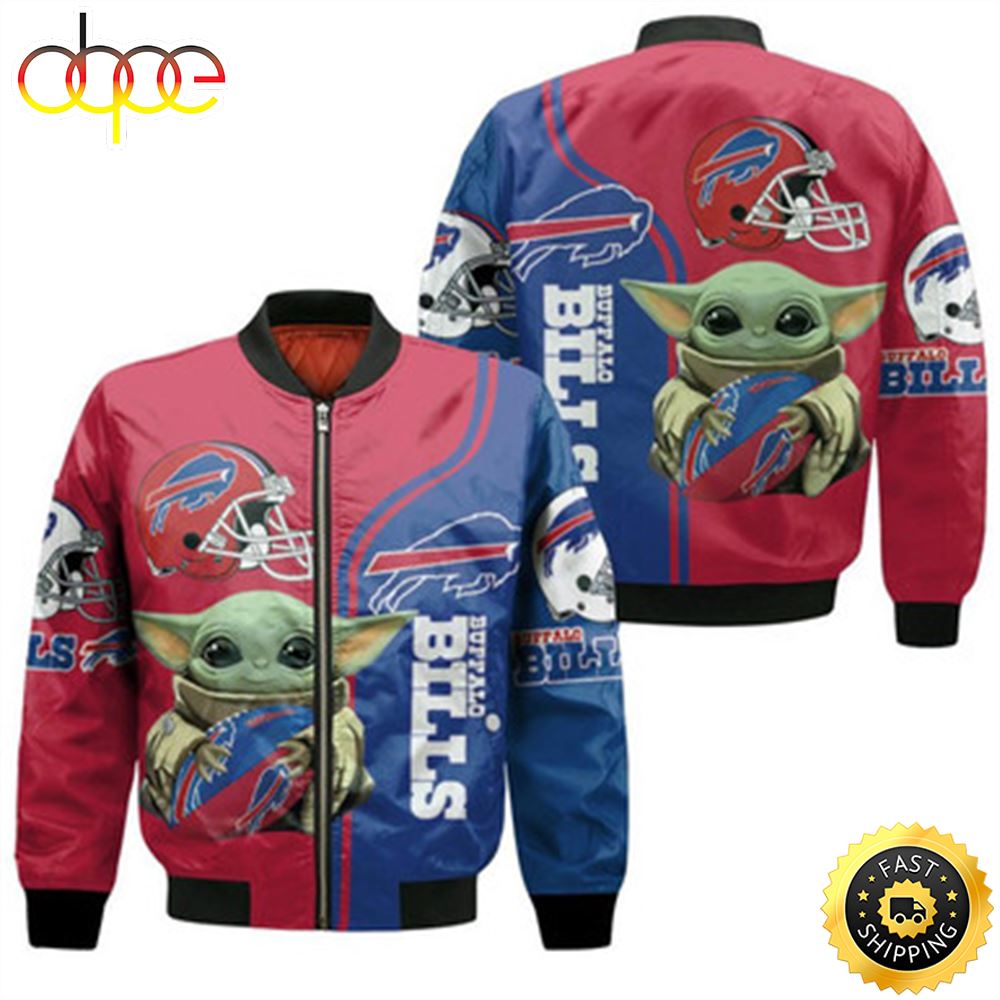 Buffalo Bills Baby Yoda The Mandalorian Bomber Jacket Model
