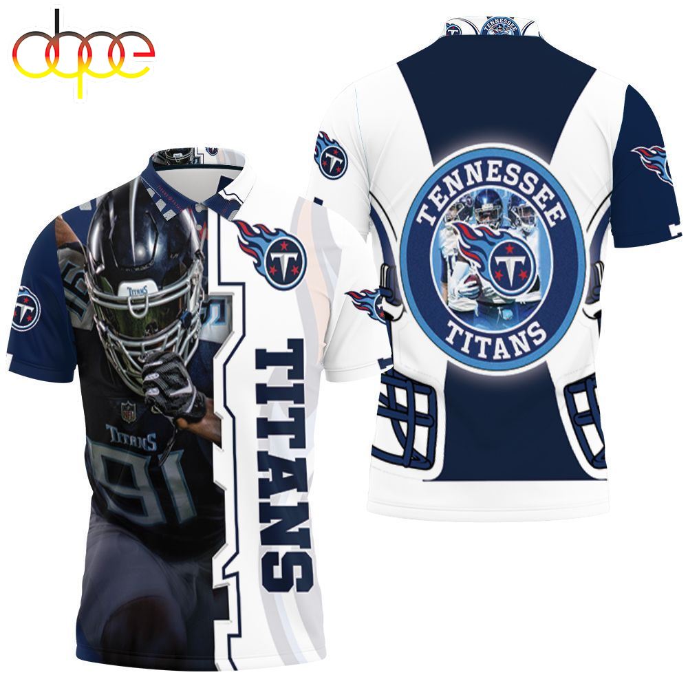Cameron Wake 91 Tennessee Titans Afc South Division Super Bowl  3d Polo Shirt