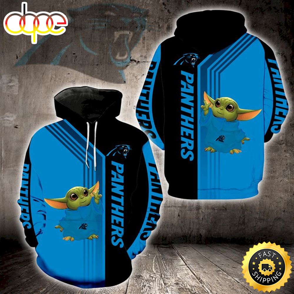 Carolina Panthers Yoda 3d Hoodie All Over Print Carolina Panthers Fathers Day Gifts