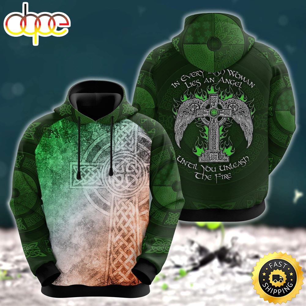 Celtic Cross With Angel Wings 3D All Over Print Shirt