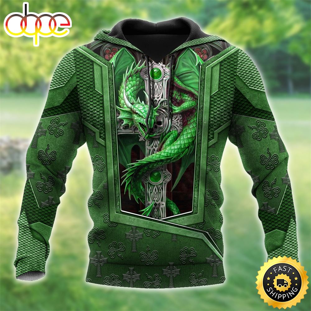 Celtic Cross With Dragon Celtic Knot 3D All Over Print Shirt