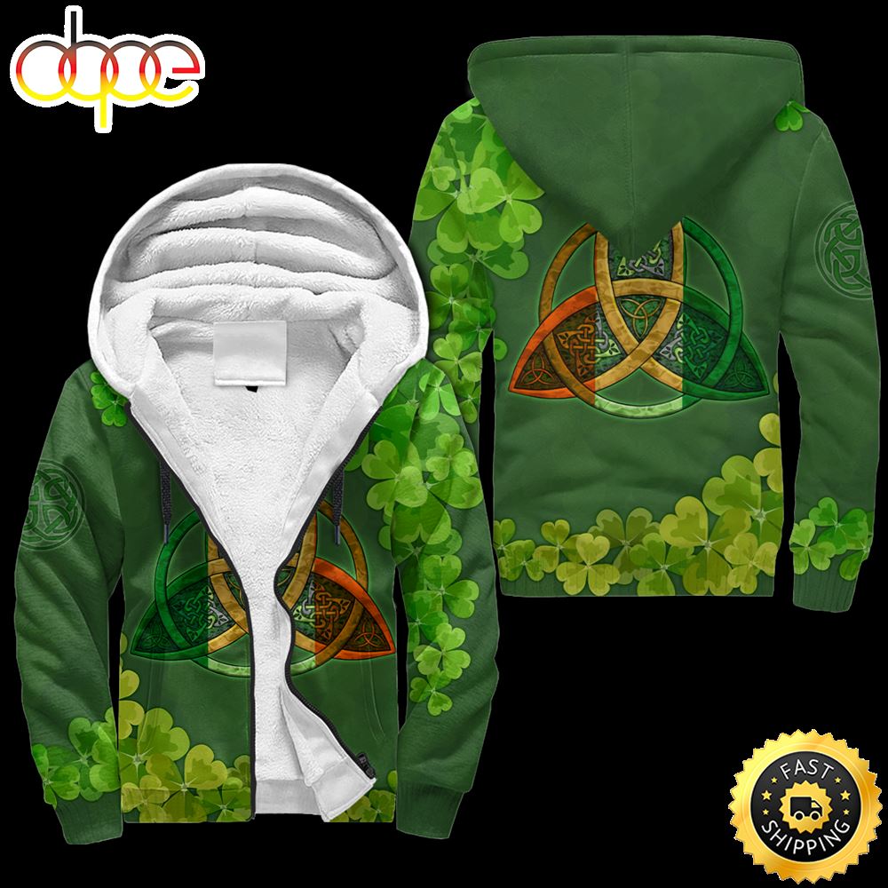 Celtic Knot Irish St Patrick's Day Fleece Zip Hoodie All Over Print Shirt
