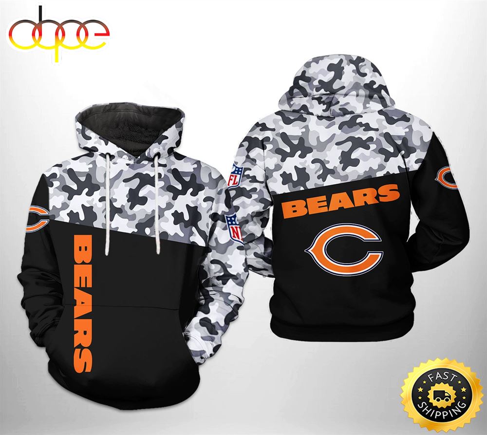 Chicago Bears NFL Camo Veteran Team 3D Printed HoodieZipper Hoodie