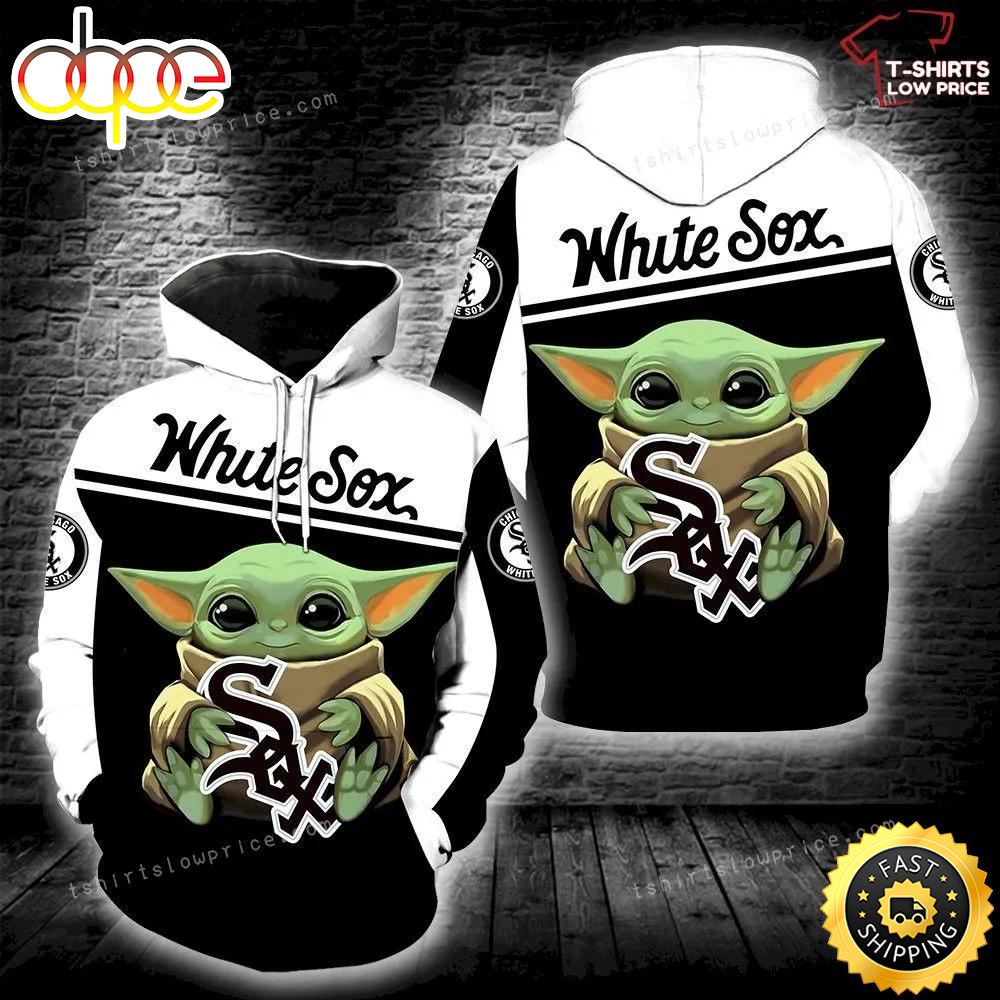 Chicago White Sox Baby Yoda Hold Logo Full Print 3d Hoodie Zipper Men Women
