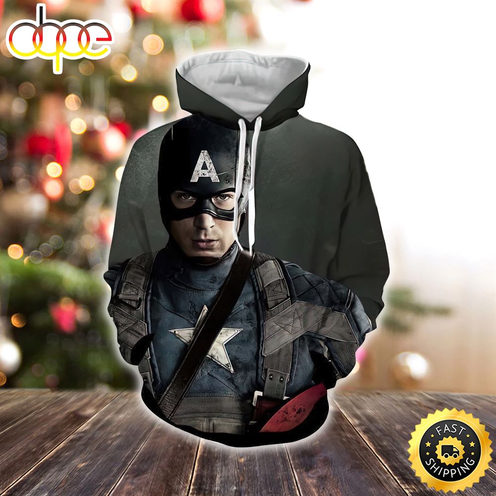 Chris Evans Captain America Realistic Portrait Marvel Christmas All Over Print Shirt