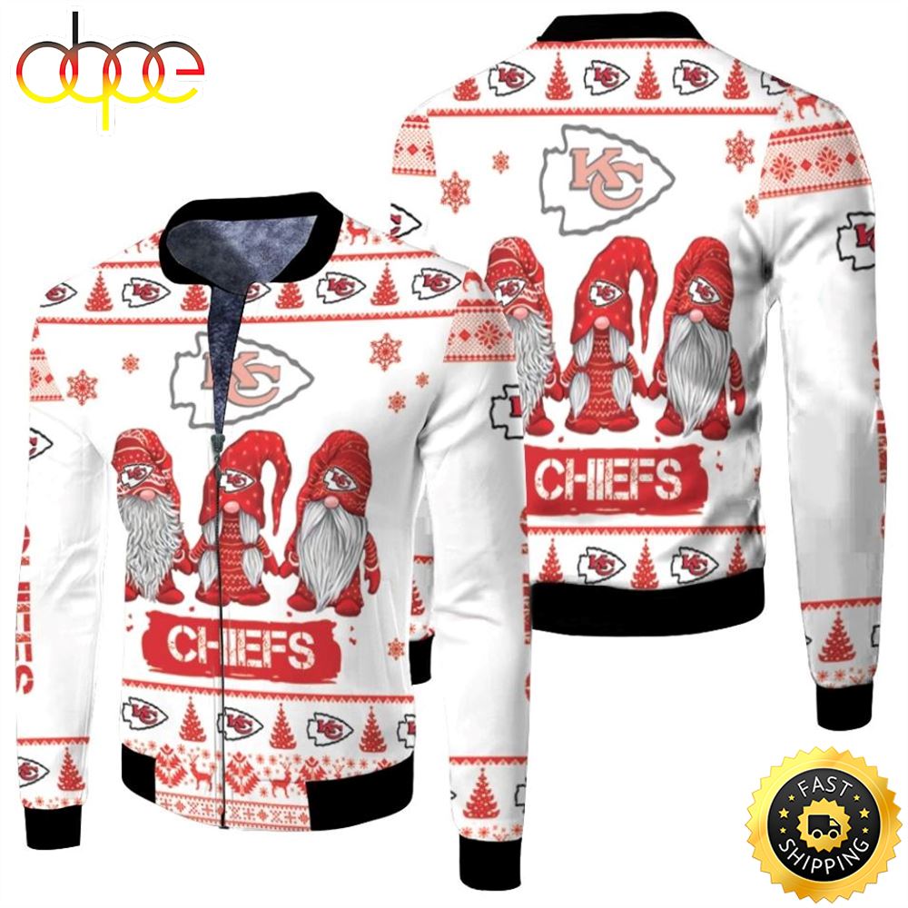 Christmas Gnomes Kansas City Chiefs Ugly Sweatshirt Christmas 3d Fleece Bomber Jacket