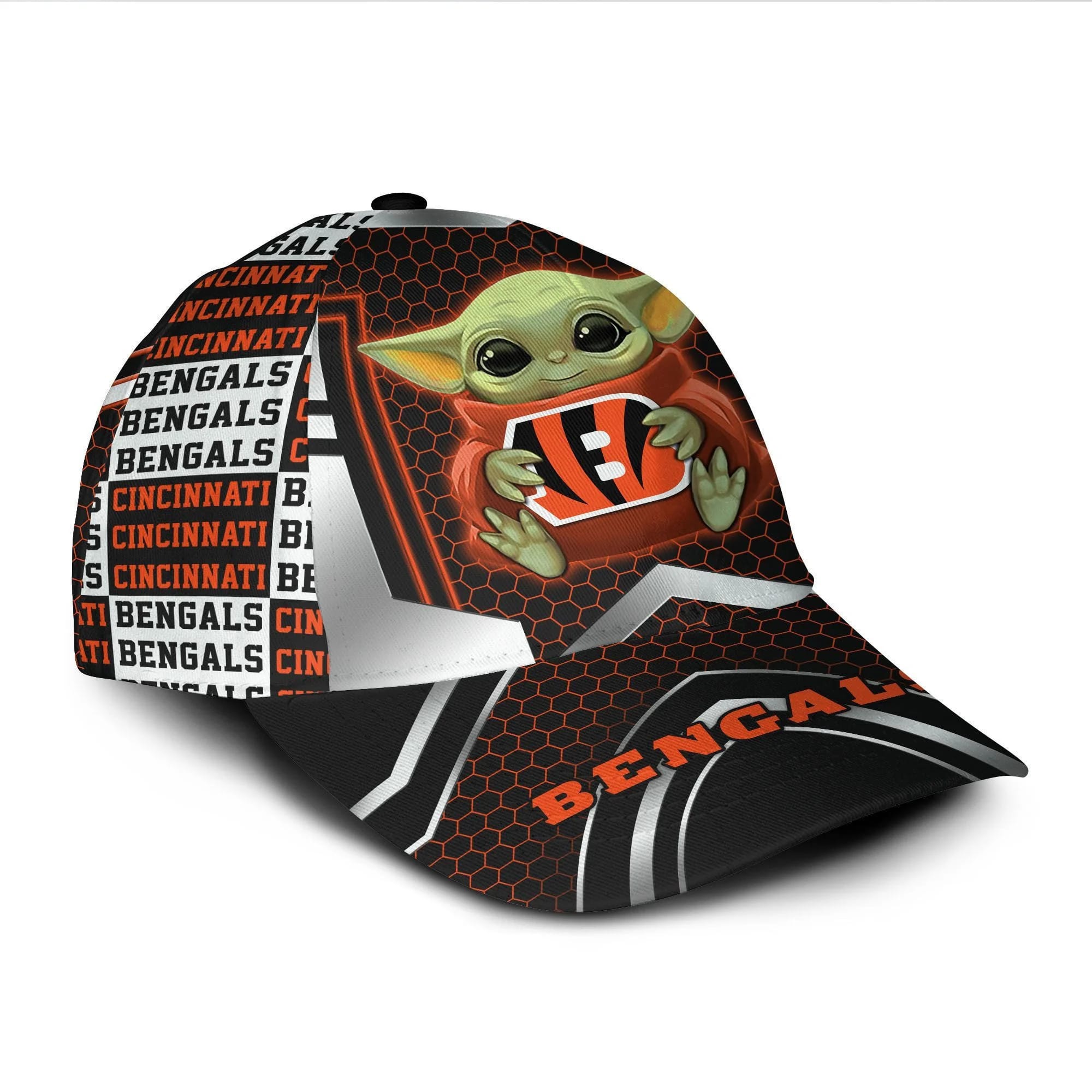 Cincinnati Bengal Baby Yoda All Over Print 3D Baseball Cap