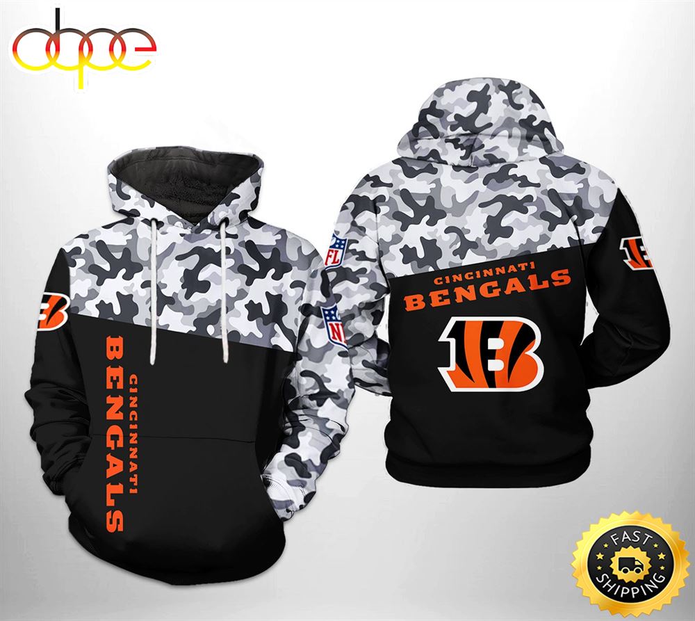 Cincinnati Bengals NFL Camo Veteran Team 3D Printed HoodieZipper Hoodie