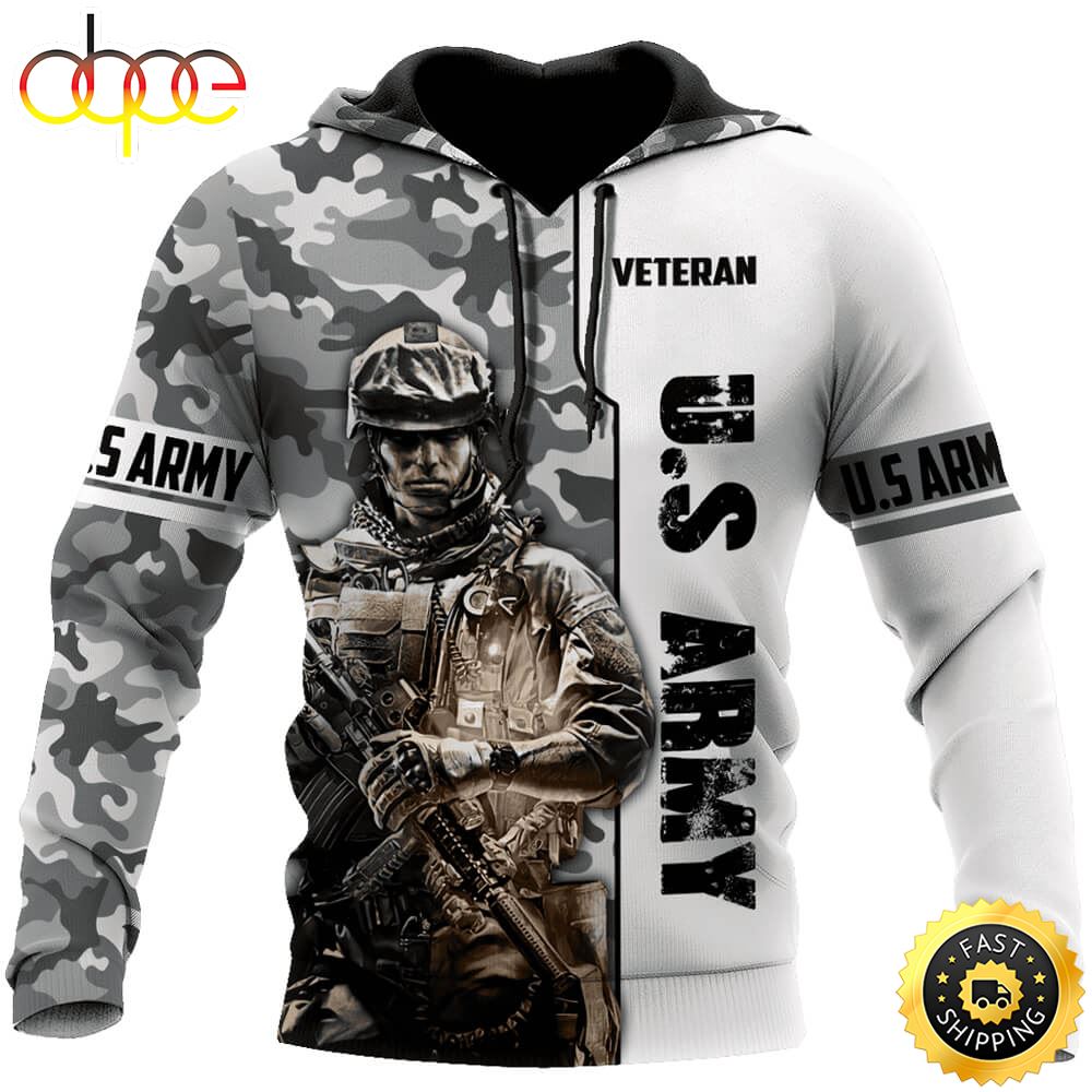 Cool US Army Veteran 3D Hoodie Gifts For Army Veterans