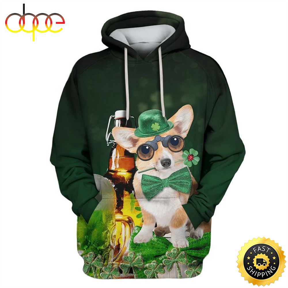 Corgi Dog Saint Patricks Day Happy Patrick's Day 3d Hoodie All Over Print Shirt