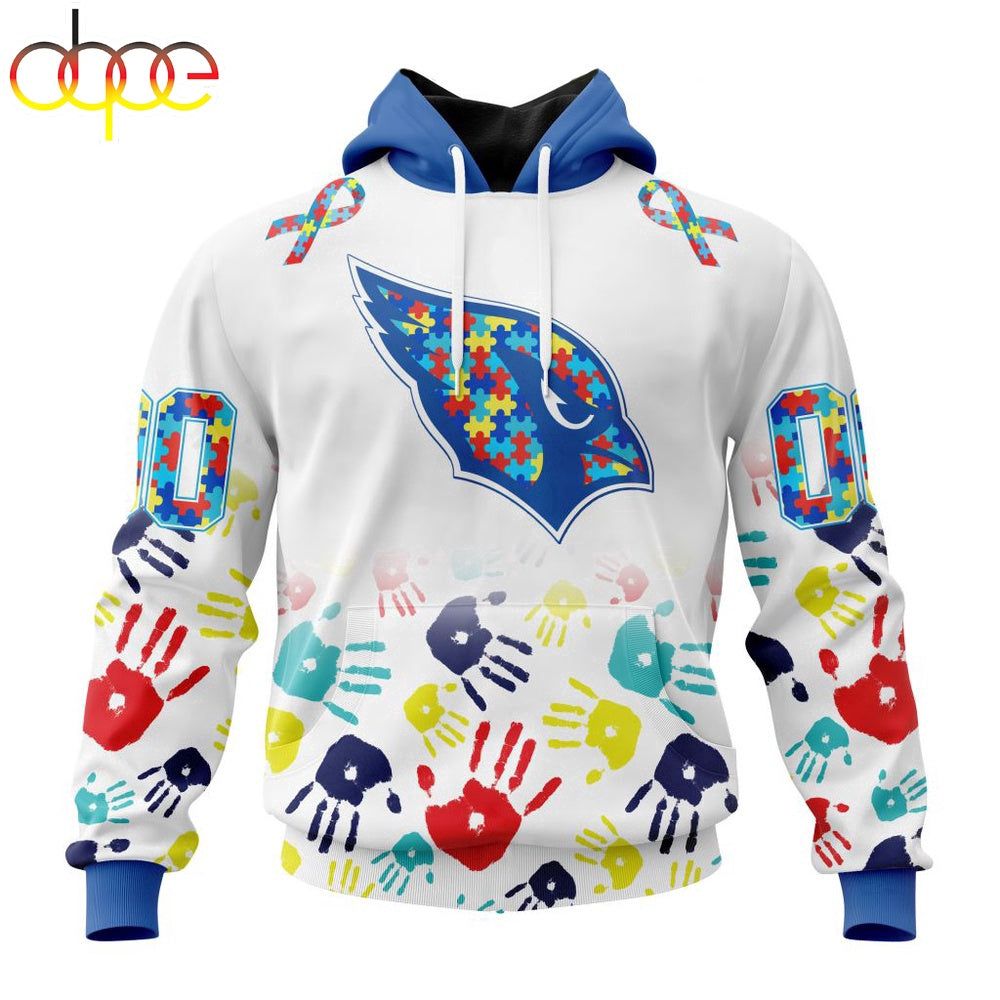 Custom Name And Number Arizona Cardinals NFL Special Fearless Against Autism 3D Hoodie Shirt