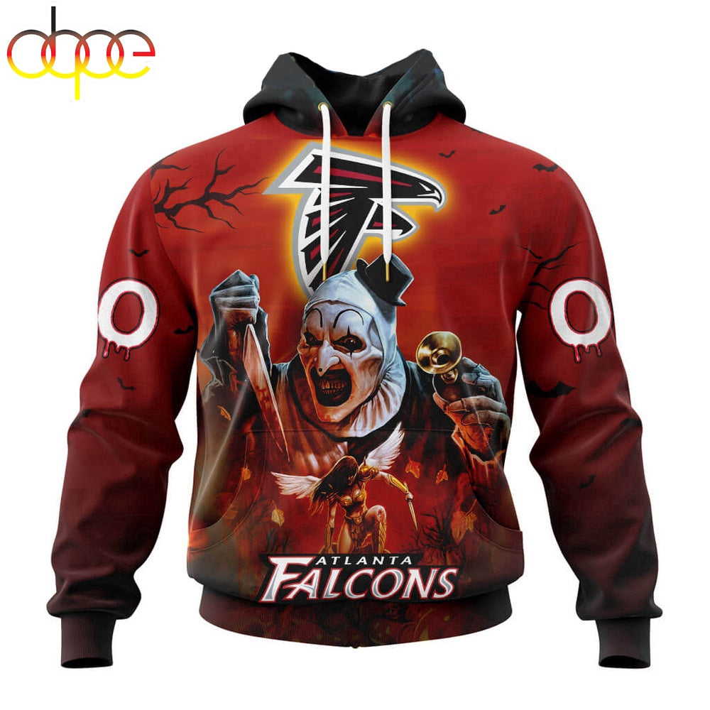 Custom Name And Number Atlanta Falcons Horror Terrifier Ghoulish Halloween Day Hoodie