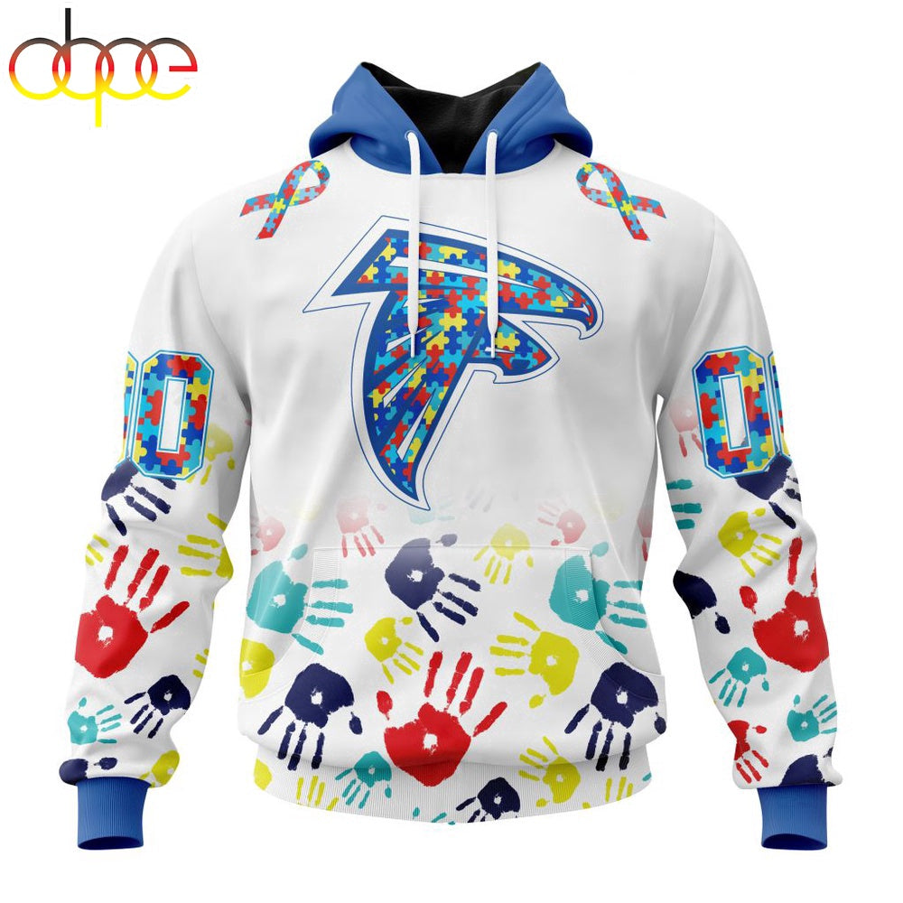 Custom Name And Number Atlanta Falcons NFL Special Fearless Against Autism 3D Hoodie Shirt