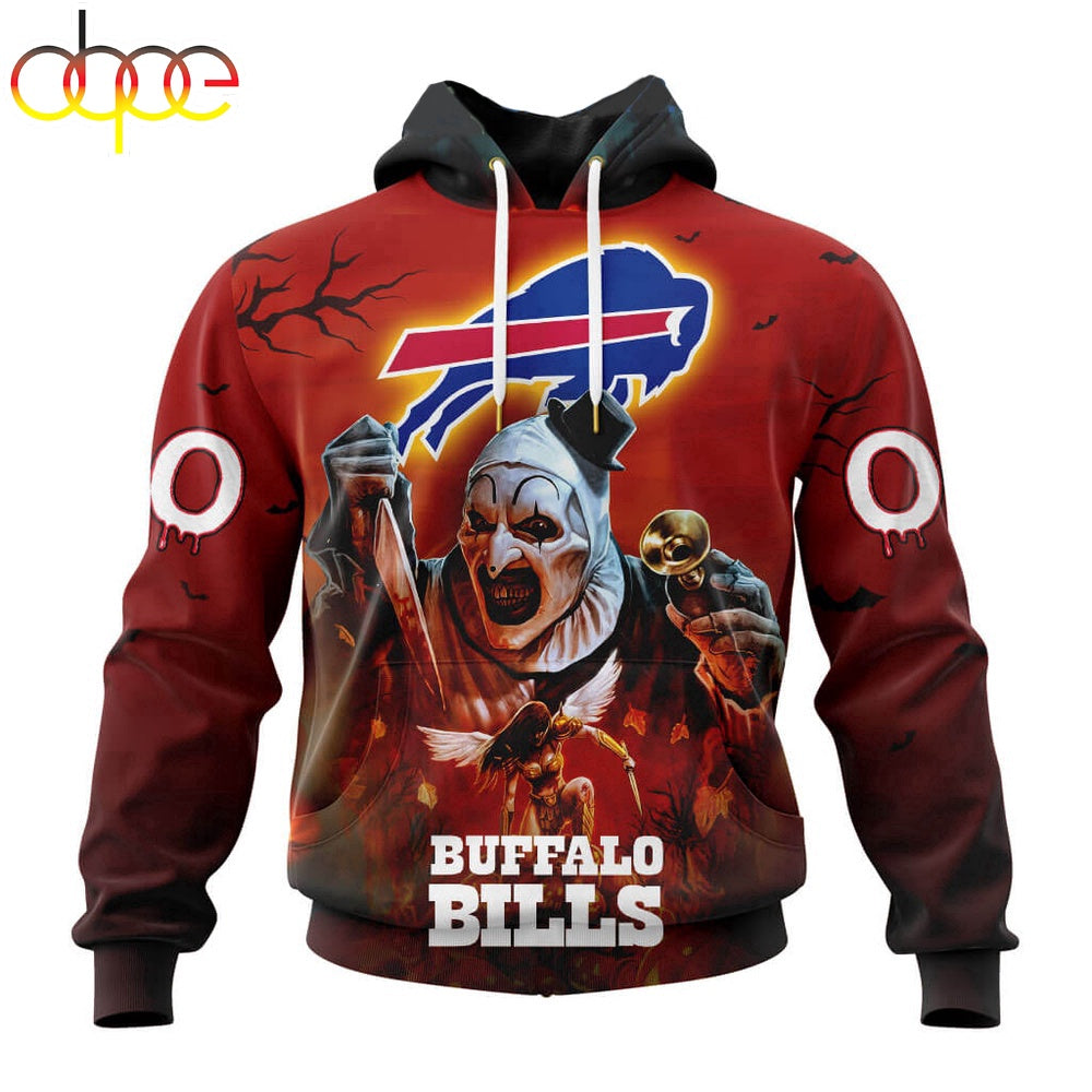 Custom Name And Number Buffalo Bills Horror Terrifier Ghoulish Halloween Day Hoodie