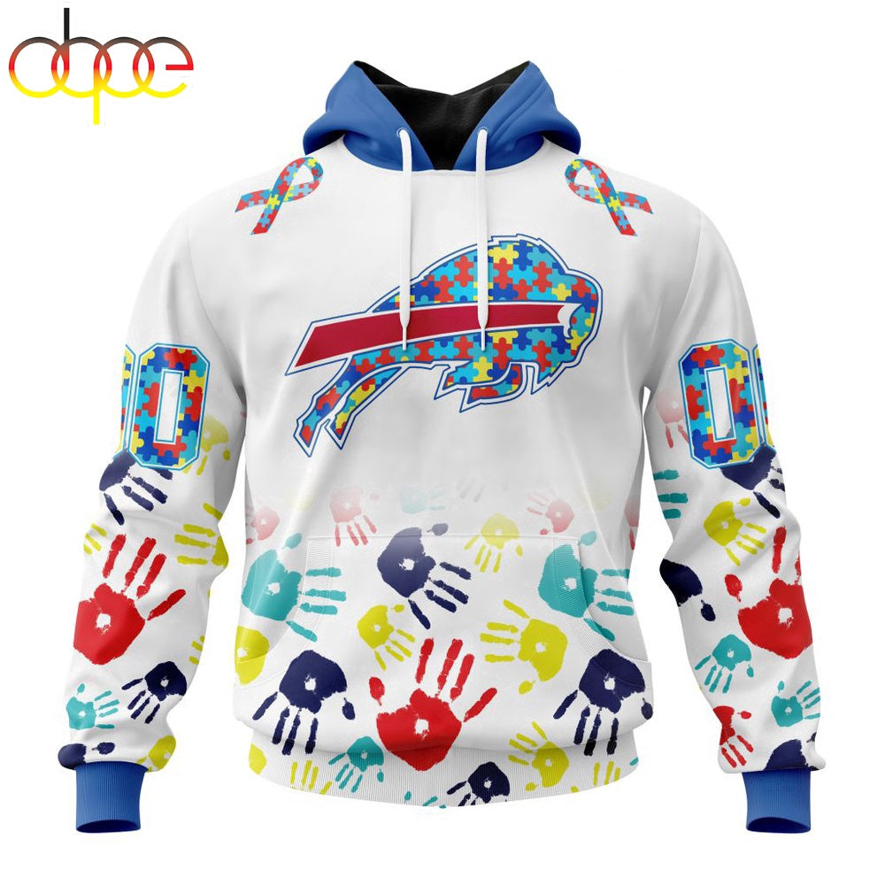 Custom Name And Number Buffalo Bills NFL Special Fearless Against Autism 3D Hoodie Shirt