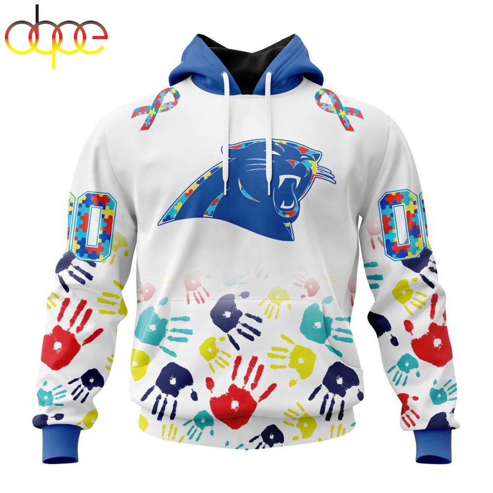 Custom Name And Number Carolina Panthers NFL Special Fearless Against Autism 3D Hoodie Shirt