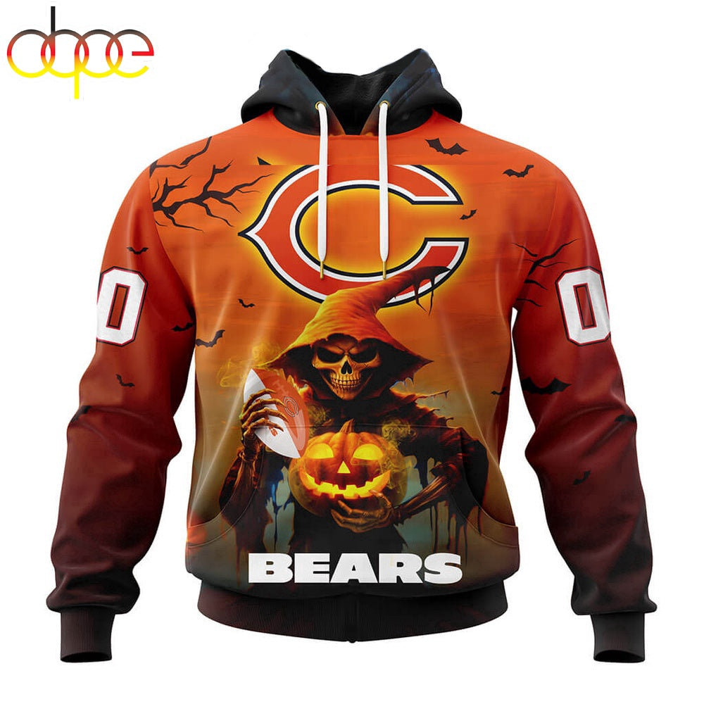 Custom Name And Number Chicago Bears Special Death Halloween Hoodie