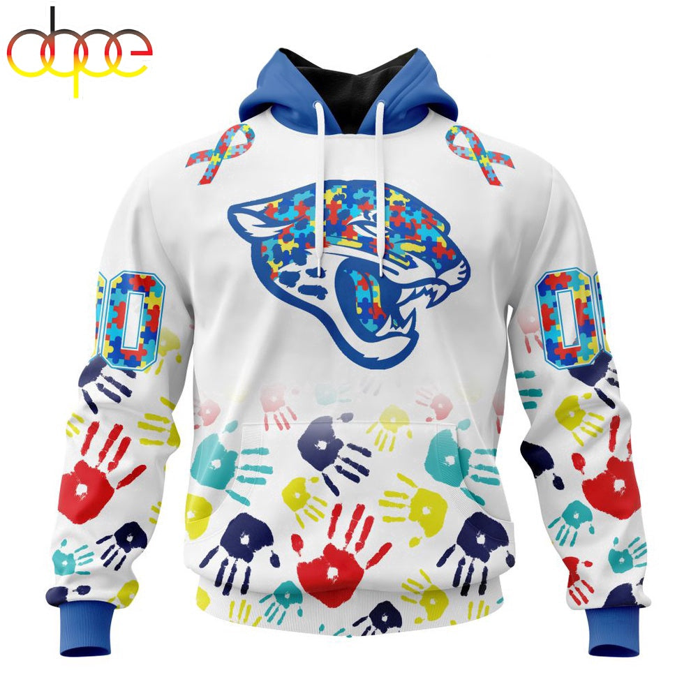 Custom Name And Number Jacksonville Jaguars NFL Special Fearless Against Autism 3D Hoodie Shirt