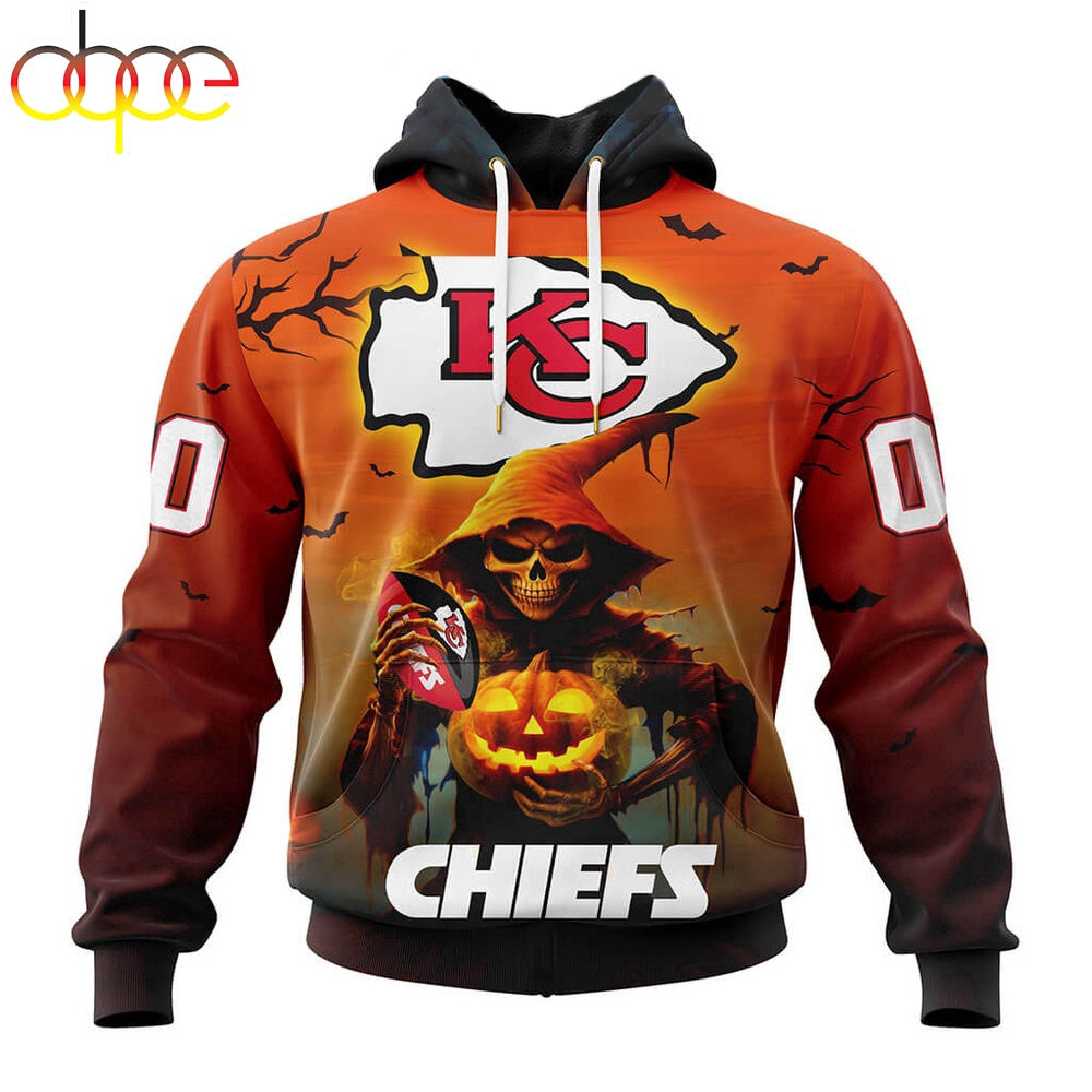 Custom Name And Number Kansas City Chiefs Special Death Halloween Hoodie