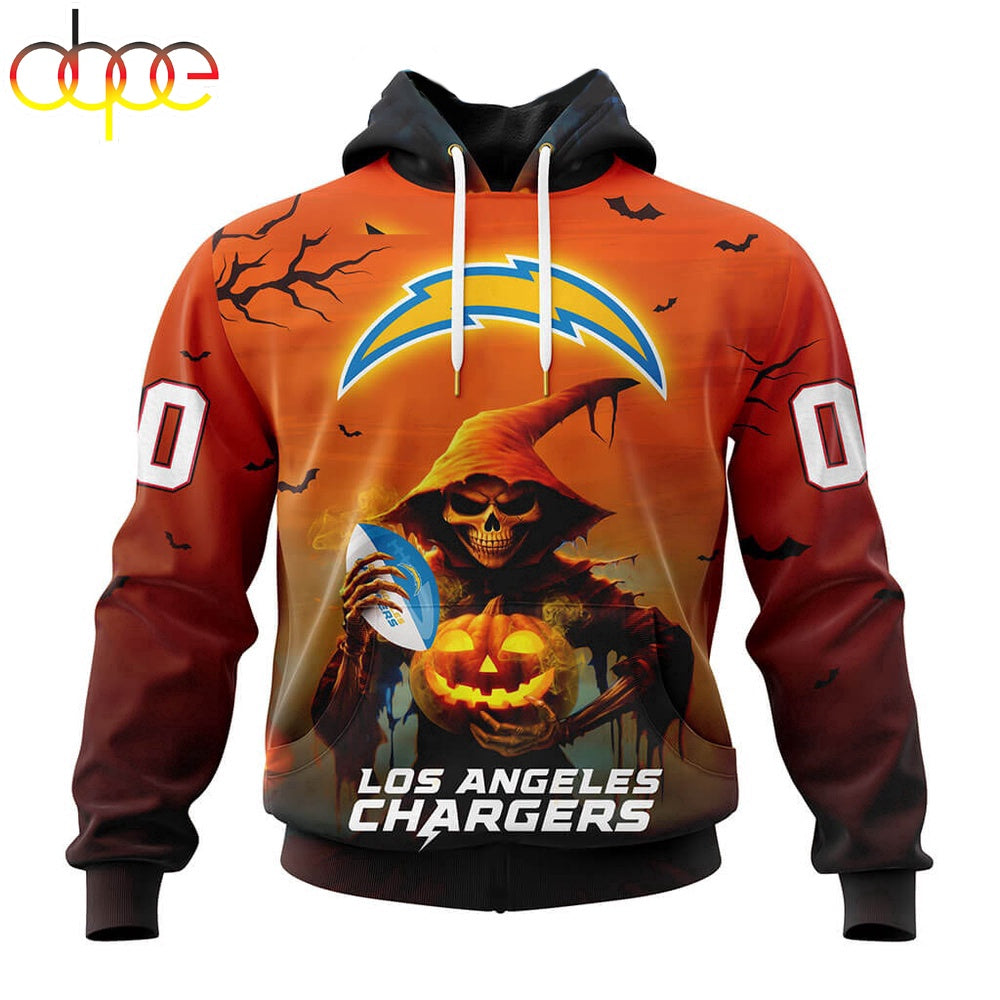 Custom Name And Number Los Angeles Chargers Special Death Halloween Hoodie